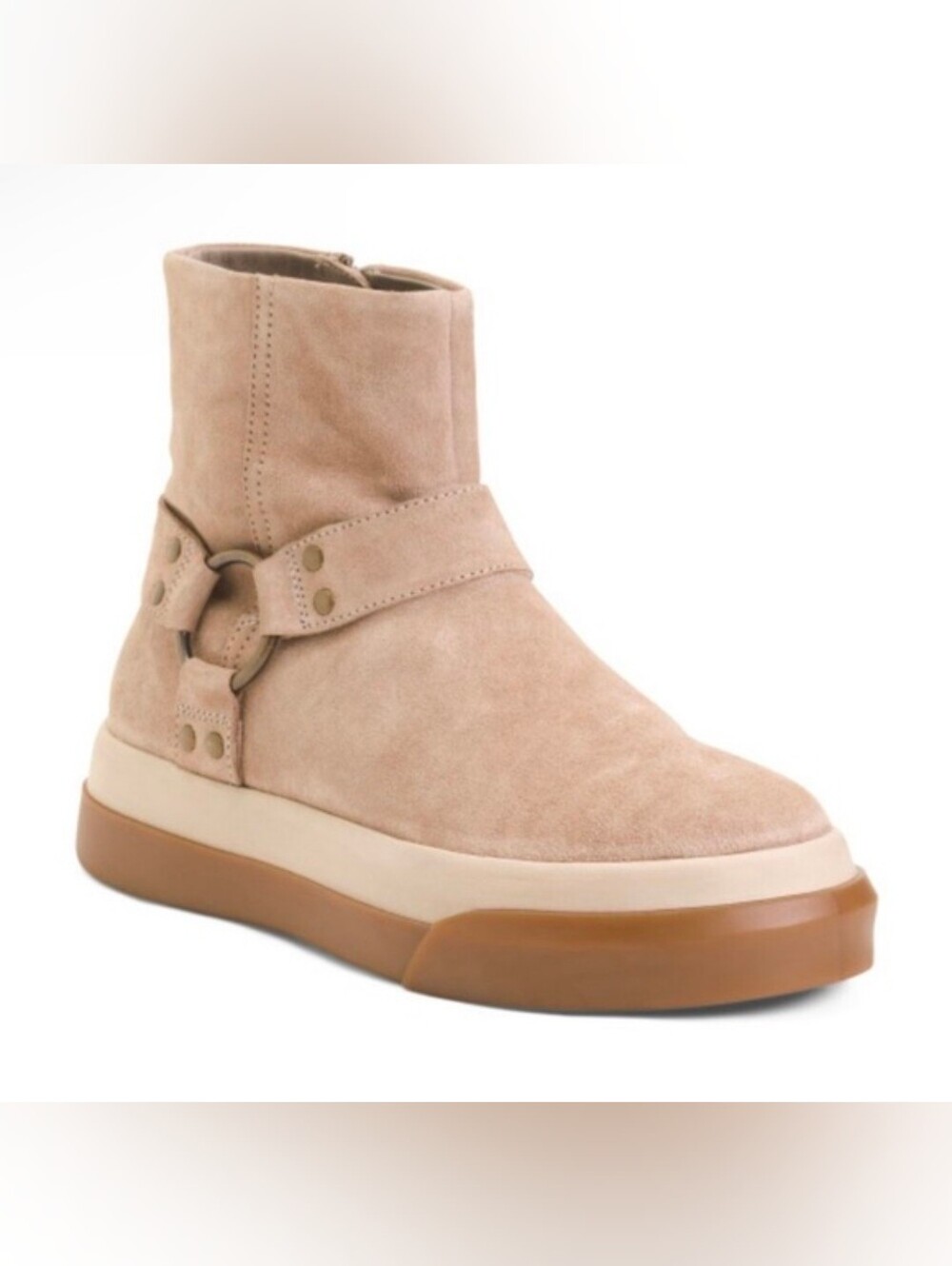 Free People Bodhi Harness Beige Suede Ankle Boot Size 10